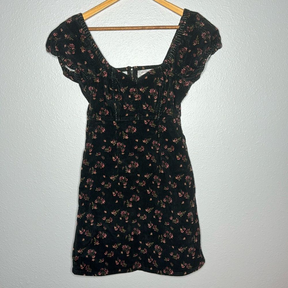 Y2K Small Corduroy dress - So Mini dress, corduroy with flowers. Vintage, Fall